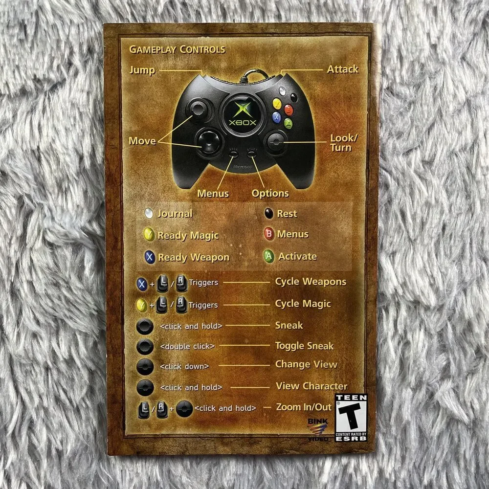 Elder Scrolls III: Morrowind (Microsoft Xbox, 2002) Disc Case Manual Inserts